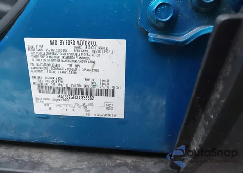 2020 Ford Ecosport Se z USA, uszkodzony, nr VIN MAJ3S2GEXLC336882